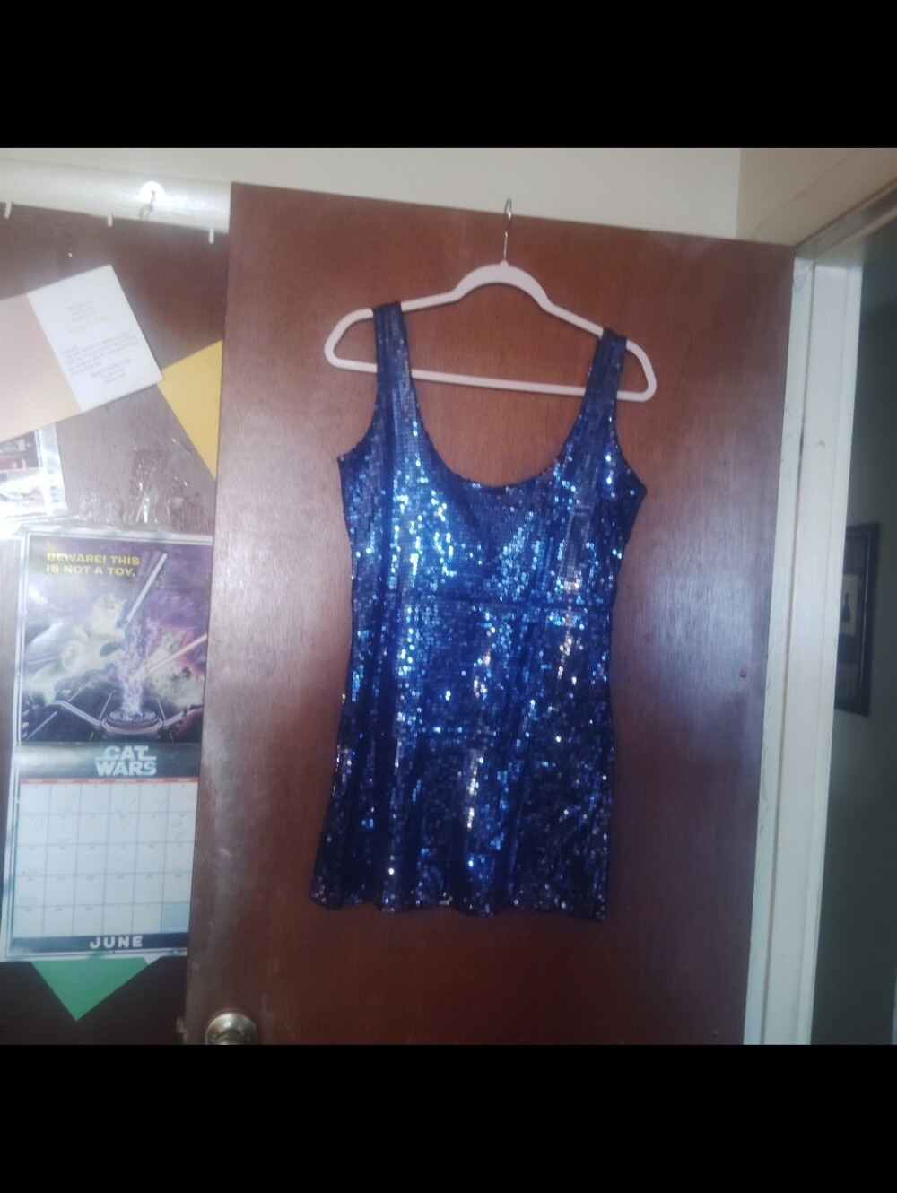 URBAN BEHAVIOR Blue Sapphire Sequin Mini Dress - Size Medium